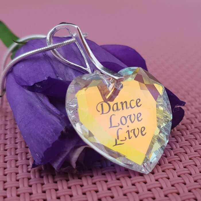 Lantisor cristal Swarovski inima gravat - Live Love Dance