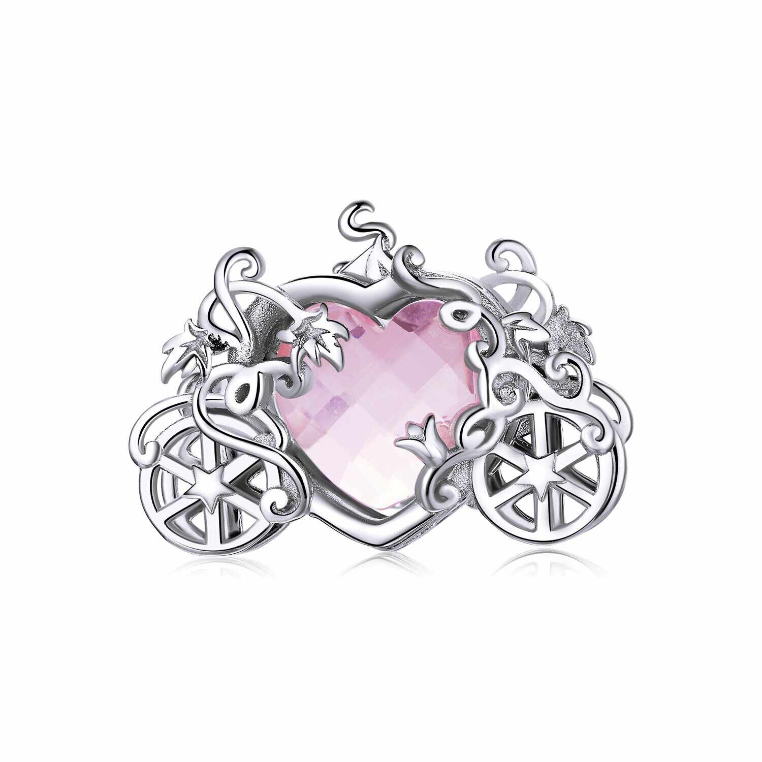 Talisman din argint Carriage Pink Heart