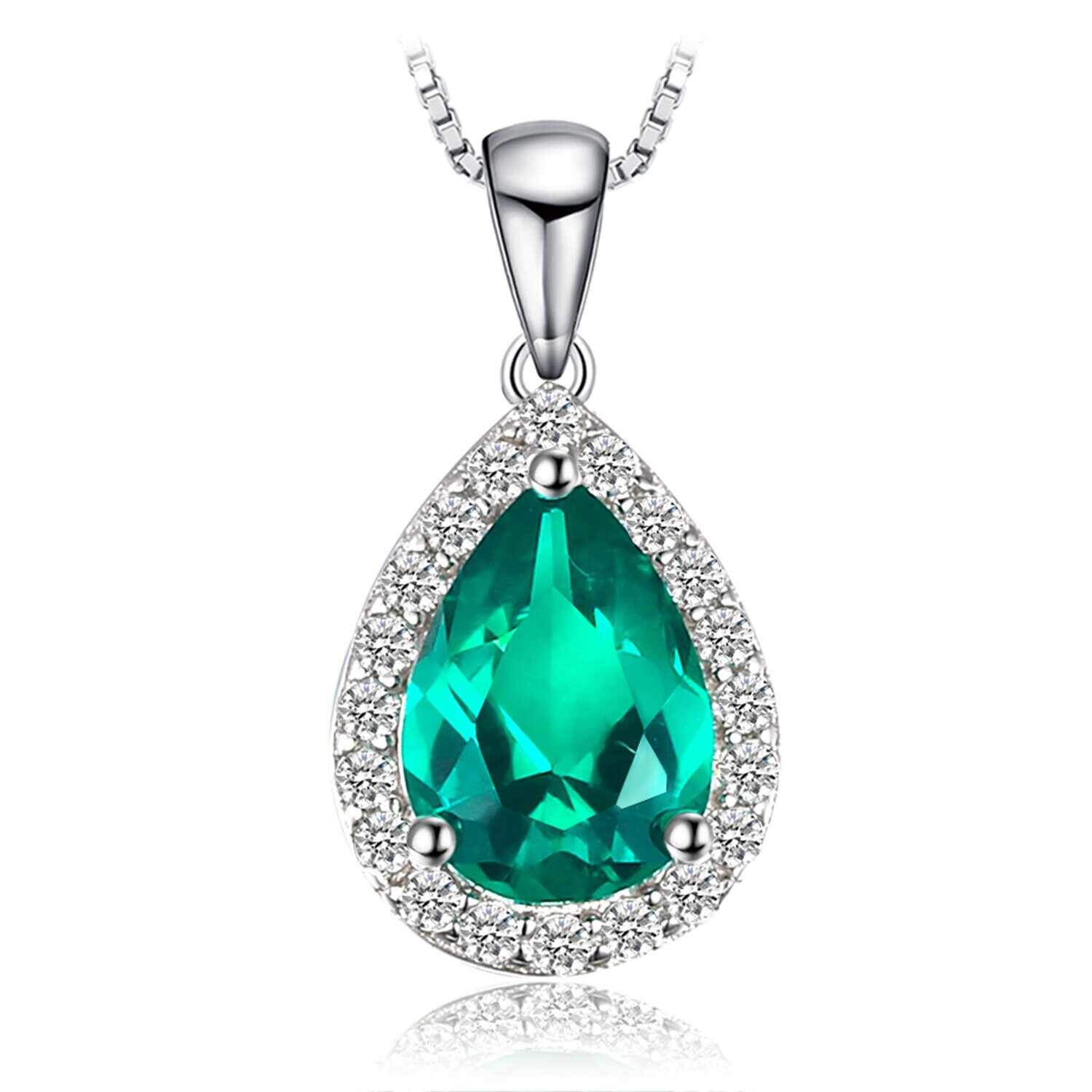 Colier de argint Elegant Drop Emerald