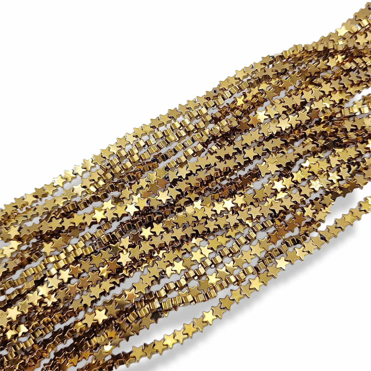 Hematite stelute - water plated gold - 4mm - sirag aprox 105 buc