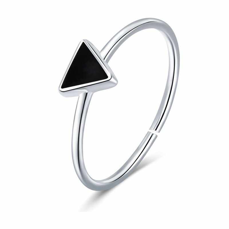 Inel reglabil cute triangle din argint 925 cu email