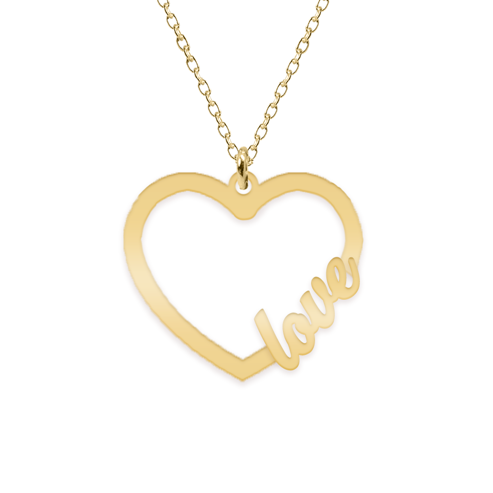 Love - Colier personalizat inima argint 925 placat cu aur galben 24K