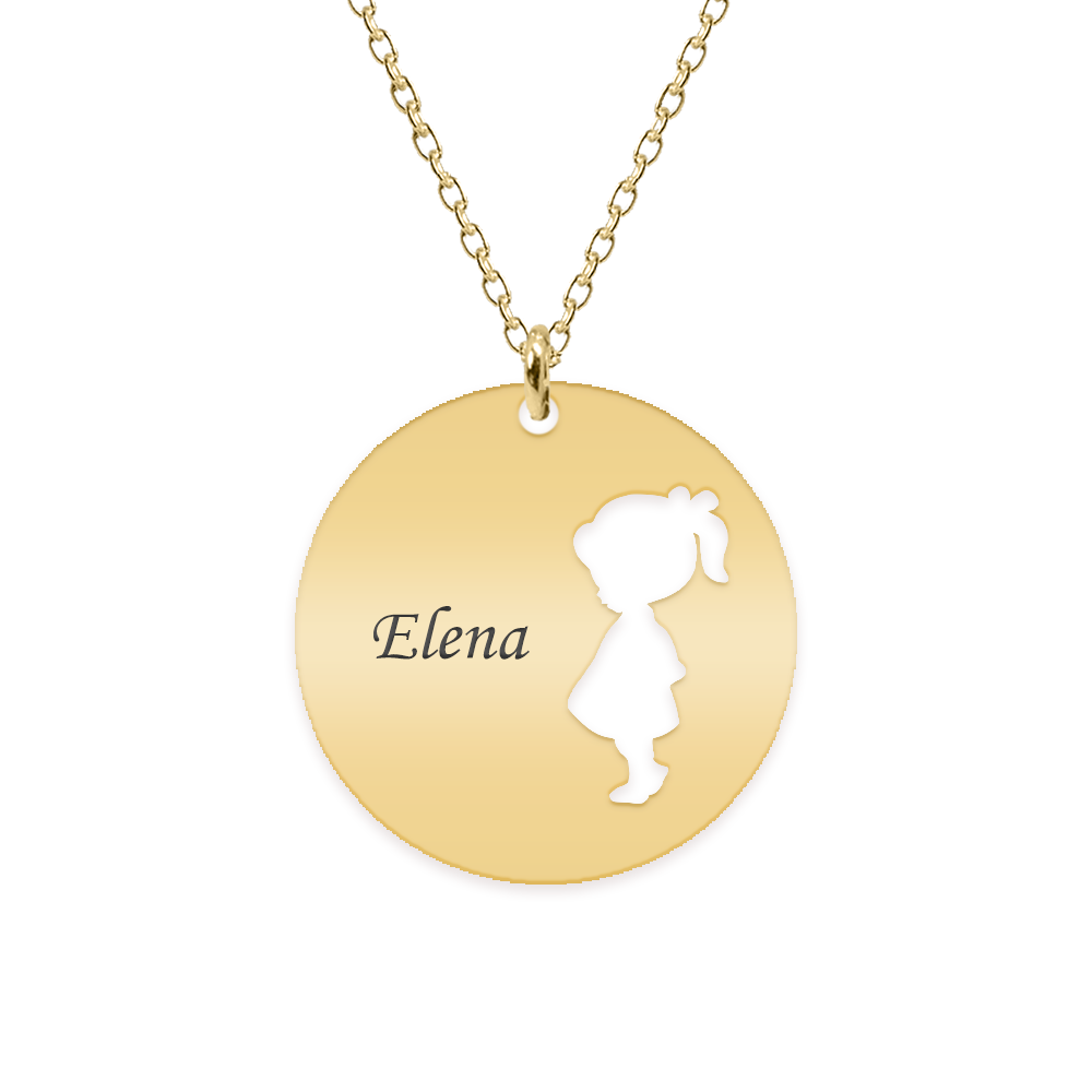 Enfance - Colier personalizat fetita banut din argint 925 placat cu aur galben 24K