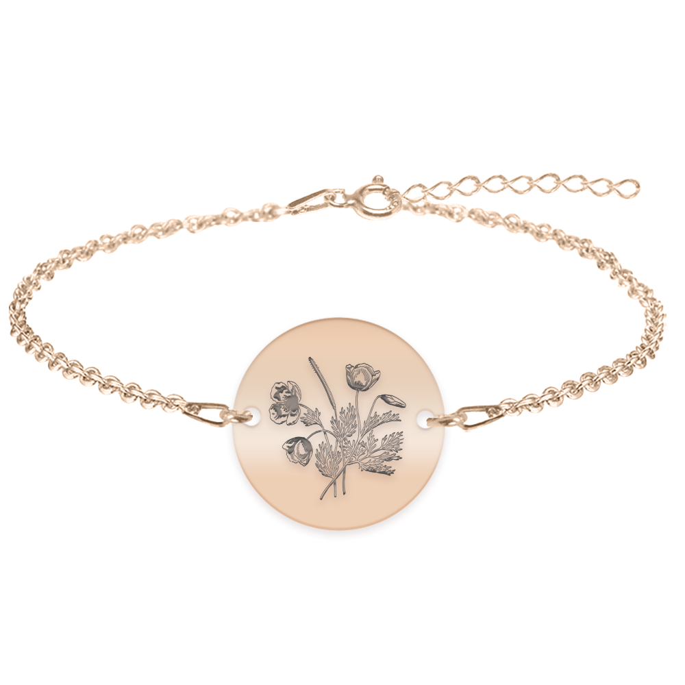 Flora - Bratara personalizata buchet flori banut din argint 925 placat cu aur roz