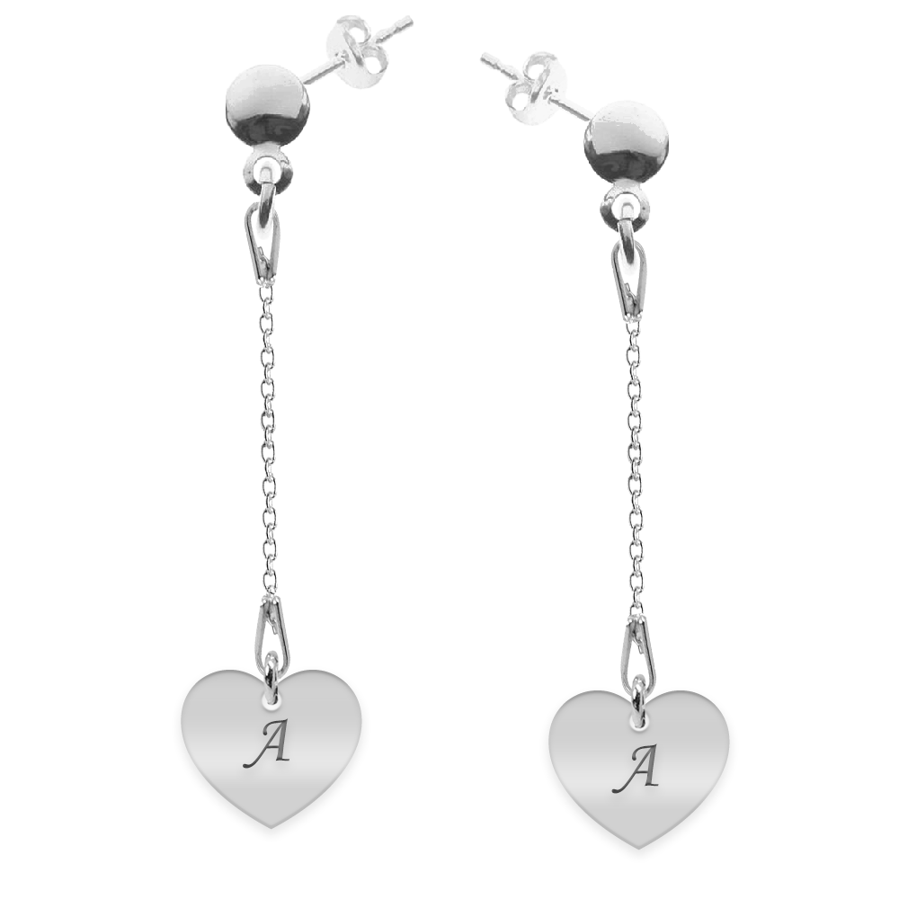 Kalp - Cercei personalizati inima cu lantisor si tija din argint 925