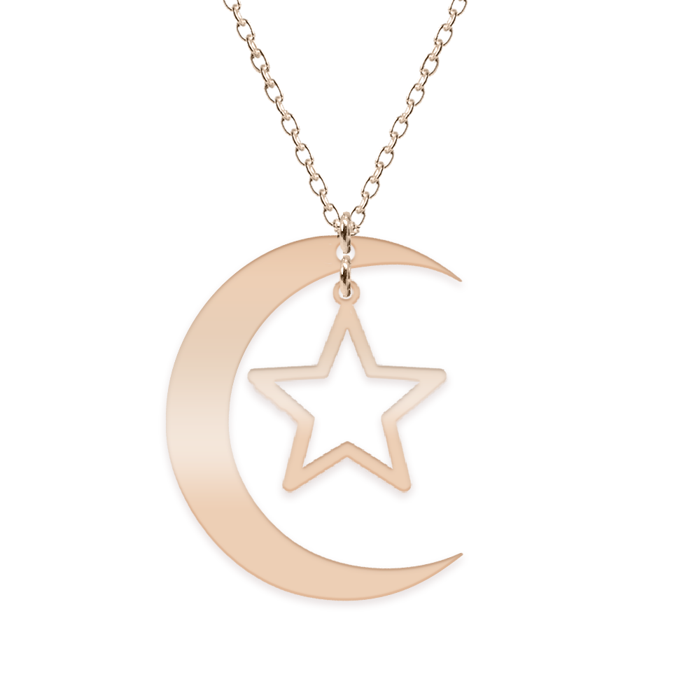 Luna - Colier personalizat semiluna si stea din argint 925 placat cu aur roz