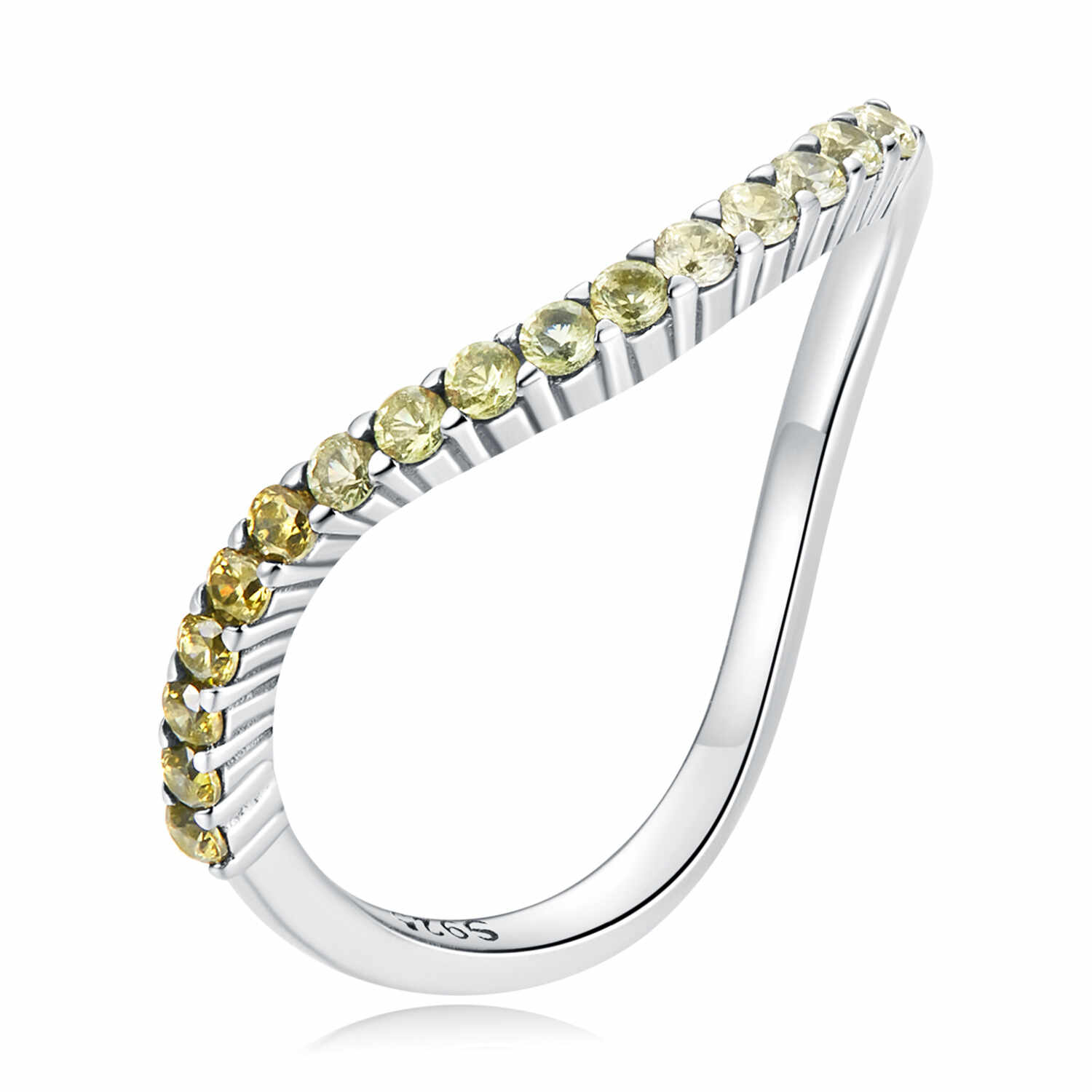 Inel din argint Curved Yellow Crystals