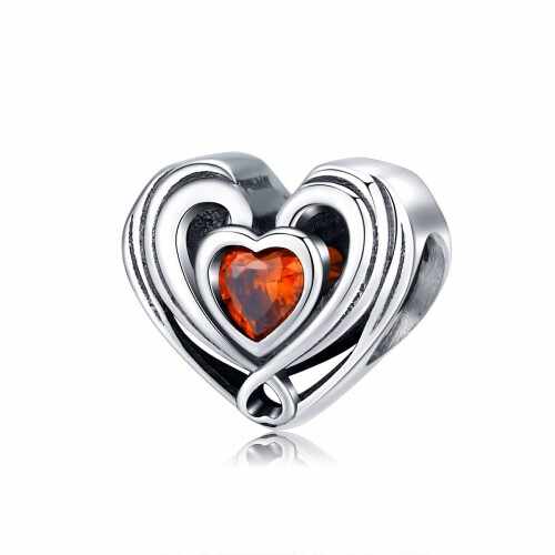 Talisman din argint 925 red heart shape