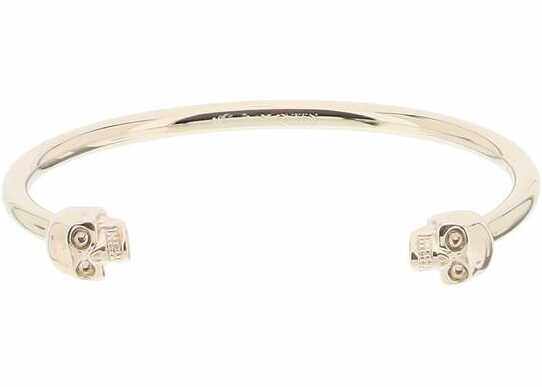 Alexander McQueen Cuff Bracelet With Skulls NEW ORO 53 ANT