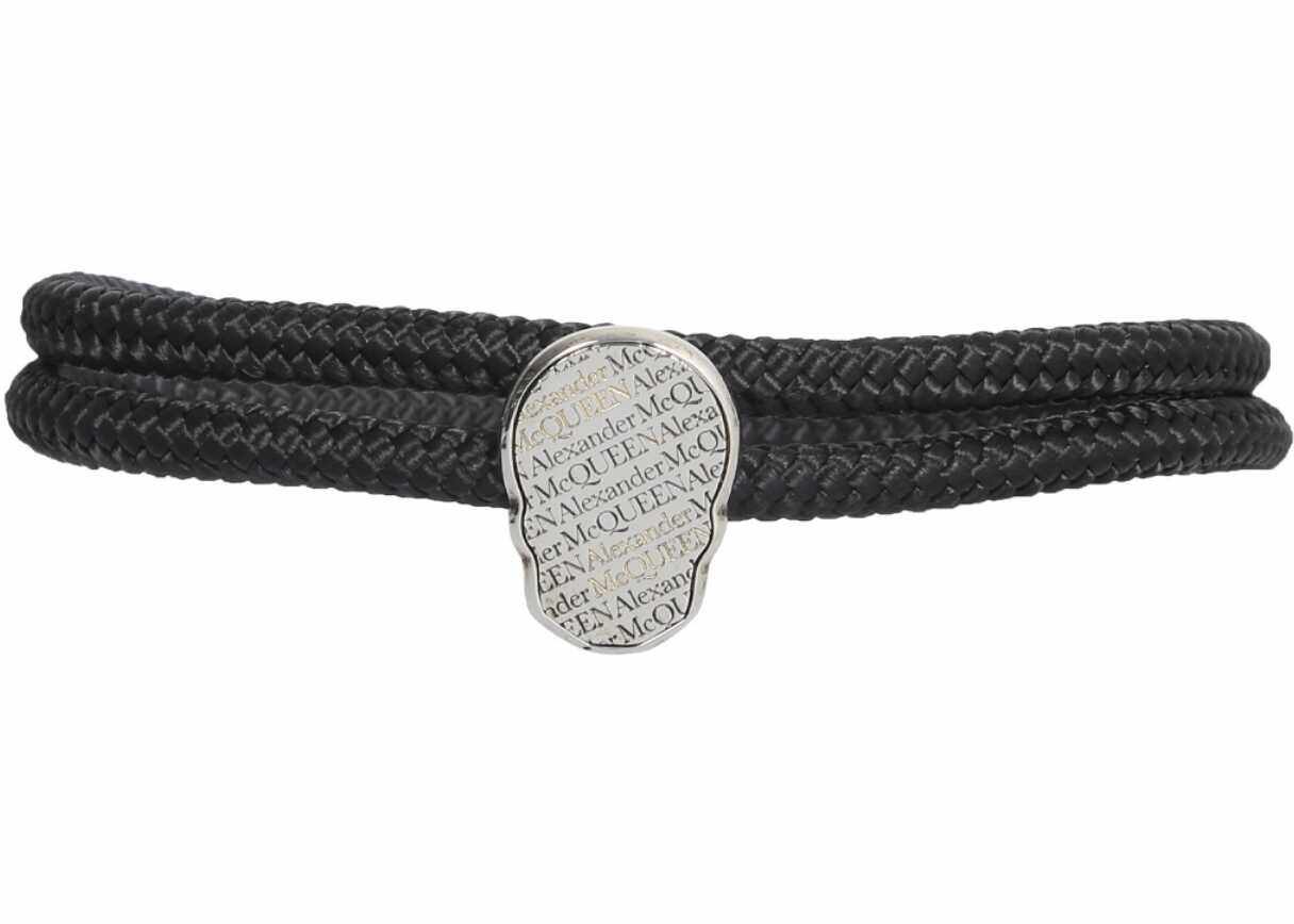 Alexander McQueen Double Round Bracelet With Skull Tag SILVER