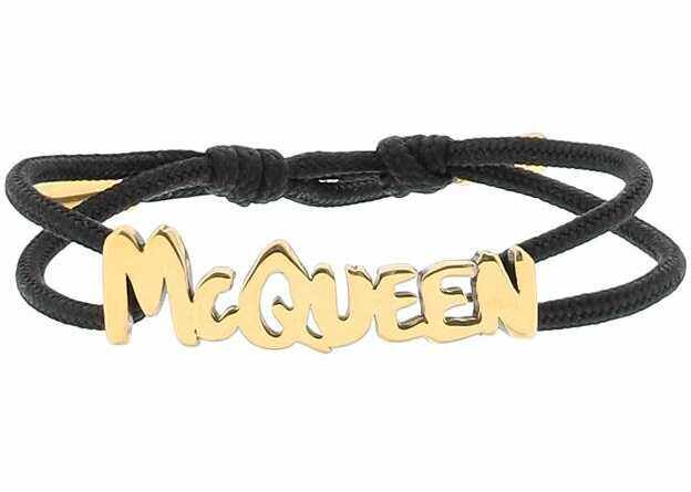 Alexander McQueen Mcqueen Graffiti Cotton Bracelet BLACK