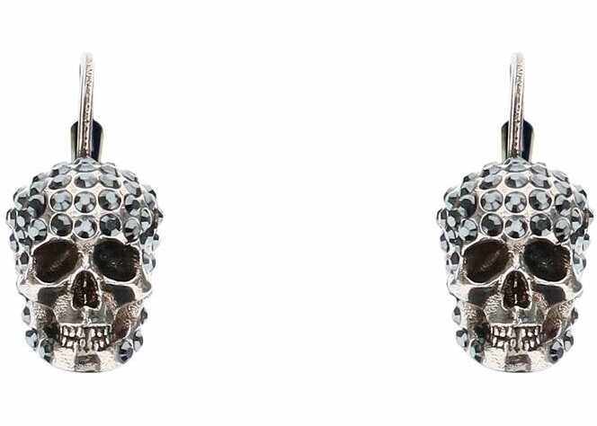 Alexander McQueen Pave Skull Earrings 0446 JET HEMATITE