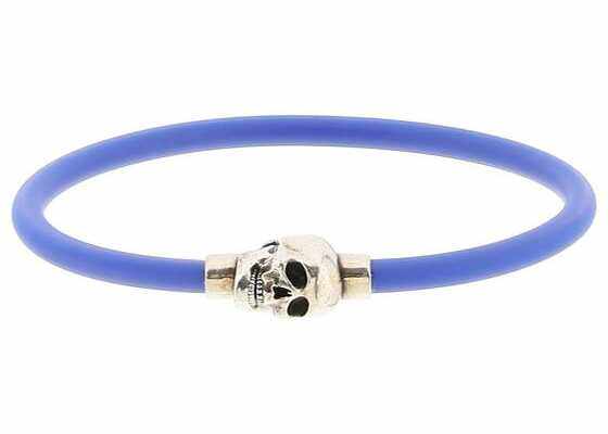 Alexander McQueen Skull Rubber Bracelet ELECTRIC BLUE A SIL
