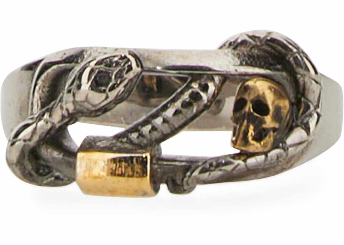 Alexander McQueen Snake Skull Ring SILVER