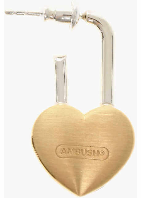 AMBUSH Silver Single Earring With Heart-Shaped Padlock Silver