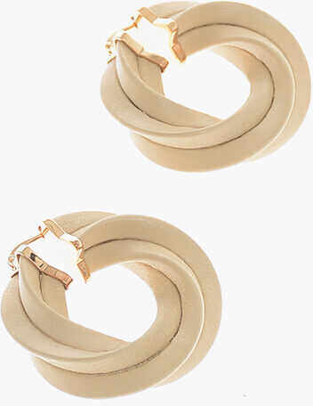 Bottega Veneta Soft-Leather Twisted Hoop Earrings Beige