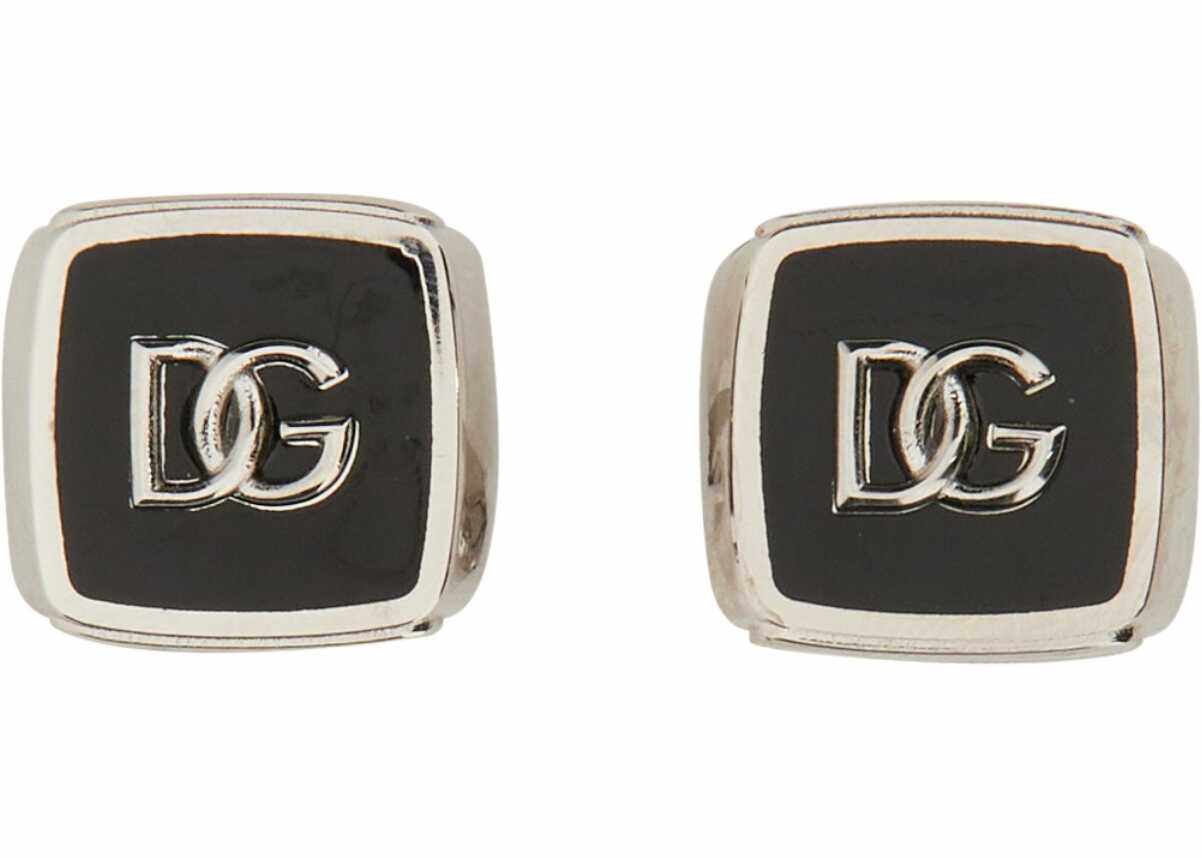 Dolce & Gabbana Logo Enamel Cufflinks SILVER
