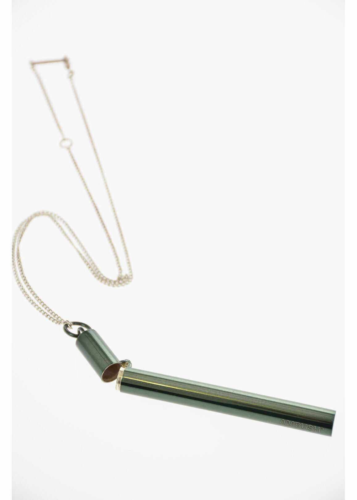 AMBUSH Silver Necklace With Cigarette Case Pendant Green