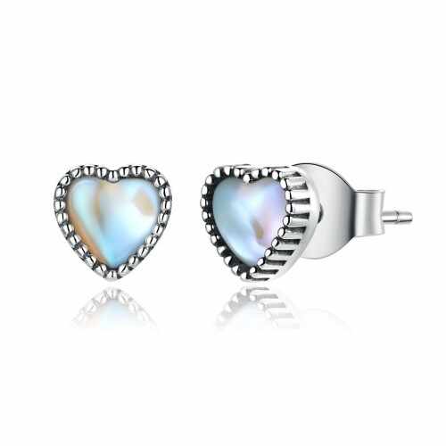 Cercei cu surub din argint 925 blue heart
