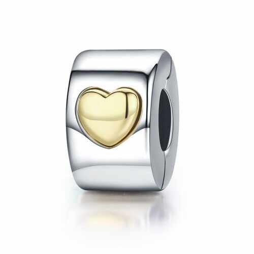 Talisman clips din argint 925 gold colour heart
