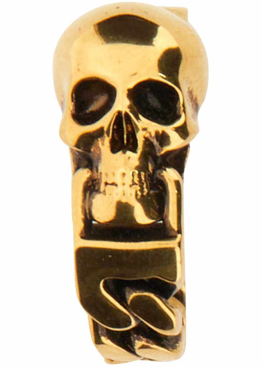Alexander McQueen Skull Chain Ring GOLD
