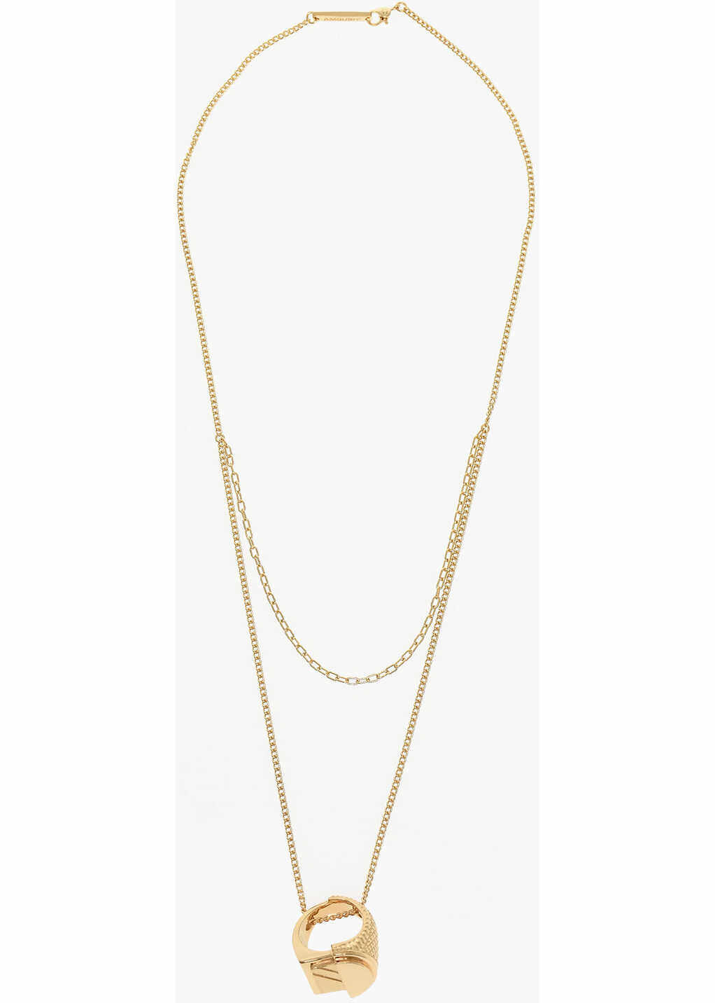 AMBUSH Gold-Tone Silver Necklace With Ring Pendant Gold