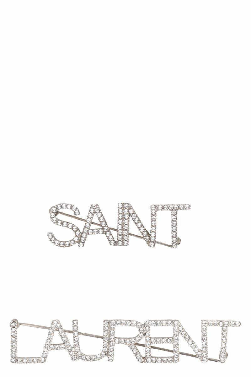 Saint Laurent SAINT LAURENT SET OF TWO BROOCHES silver