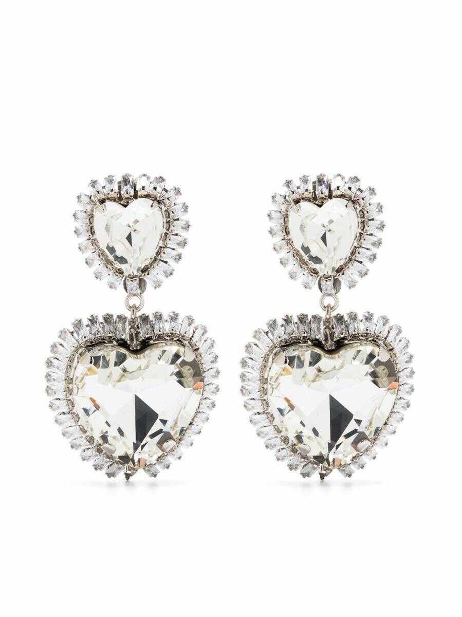 Alessandra Rich ALESSANDRA RICH Crystal heart earrings Silver