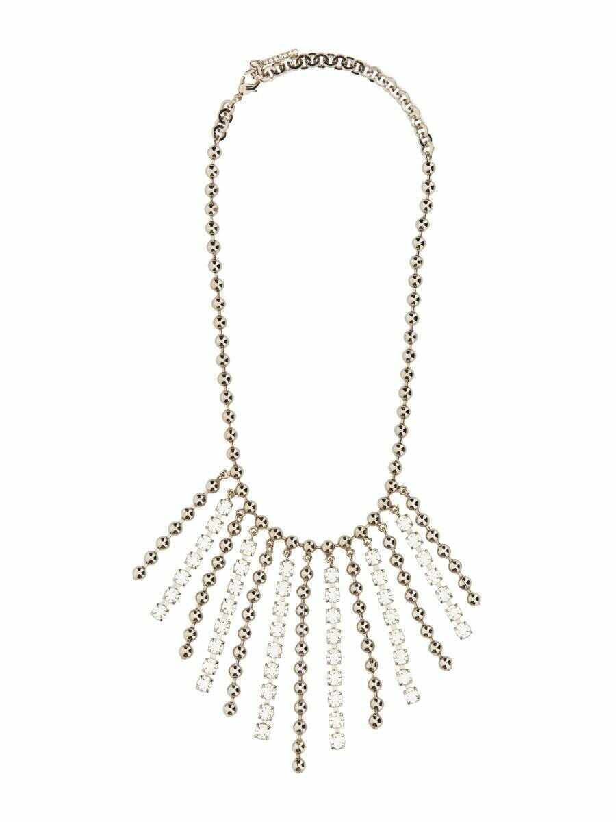 Alessandra Rich ALESSANDRA RICH CRYSTAL AND CHAIN NECKLACE WITH BANGS SILVER