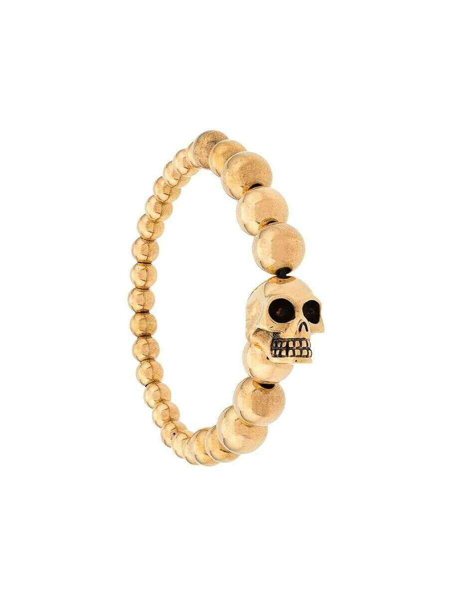 Alexander McQueen ALEXANDER MCQUEEN Skull Bracelet with Pearls In Gold Golden