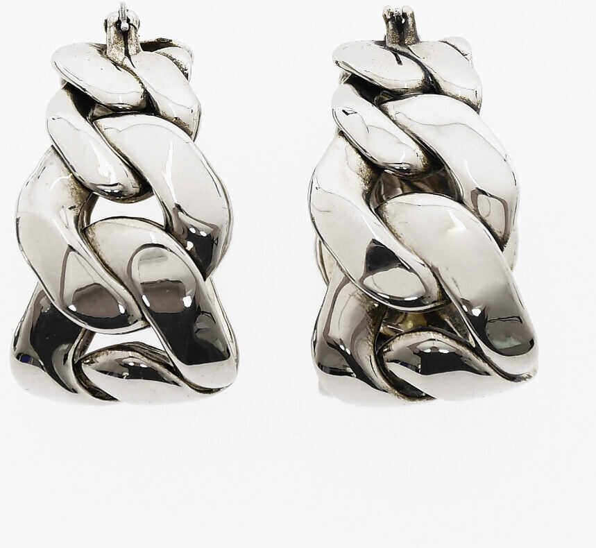 Alexander McQueen Chain-Shaped Hoop Earrings Silver