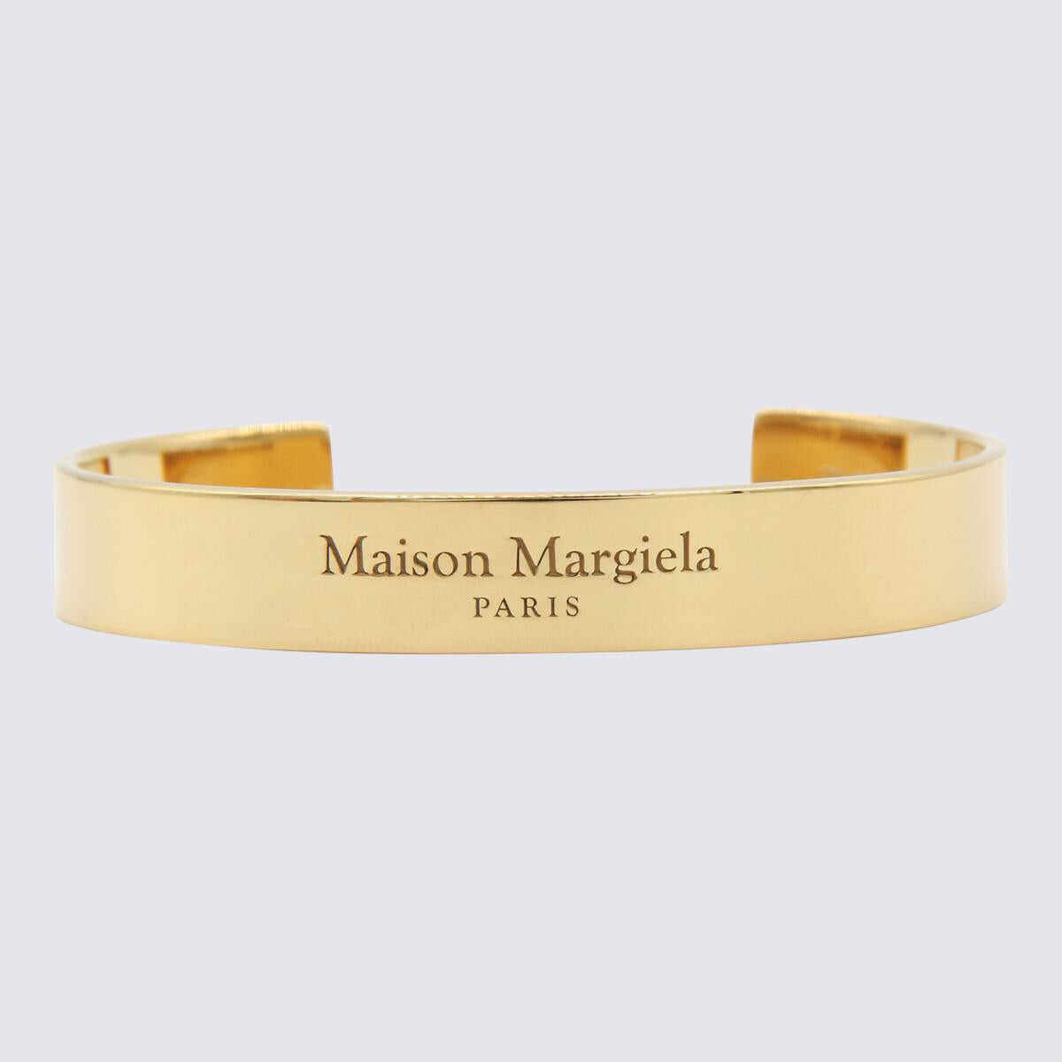 Maison Margiela MAISON MARGIELA GOLD TONE LOGO RIGID BRACELET Yellow Gold Plating Burattato