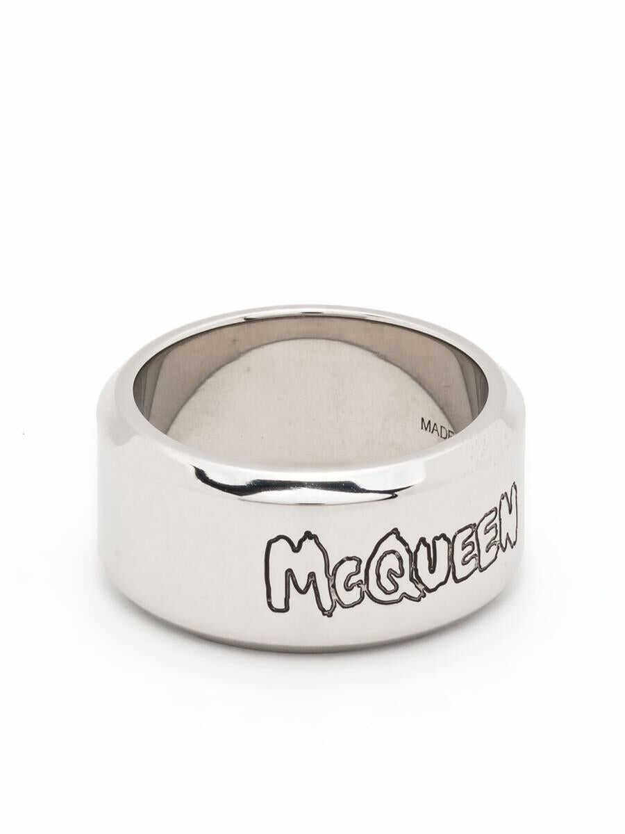 Alexander McQueen ALEXANDER MCQUEEN Logo engraved ring SILVER