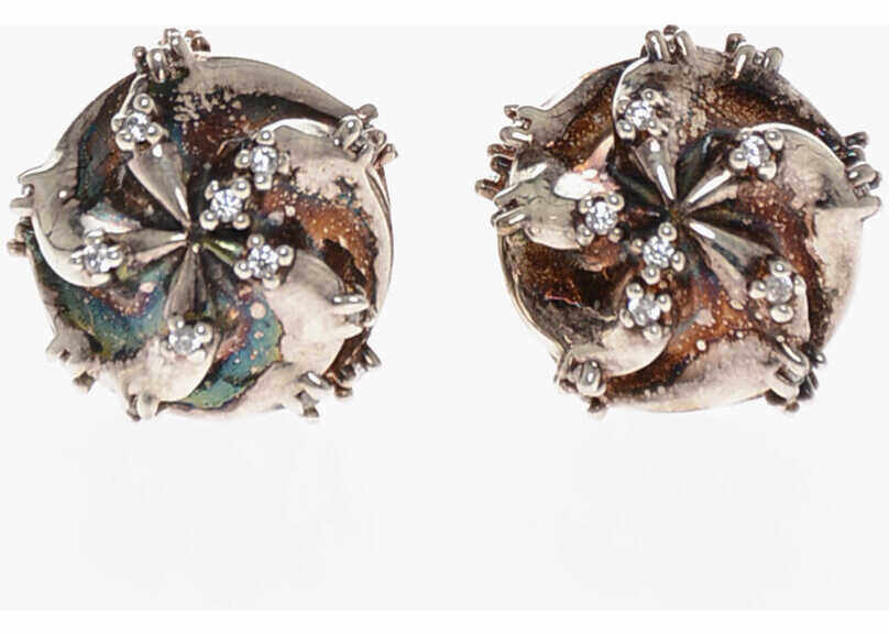Bottega Veneta Silver Earrings Embellished With Cubic Zirconias Silver