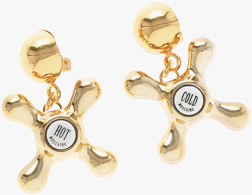 Moschino Couture! Hot And Cold Knob Shaped Gold Clip-On Earrings Gold
