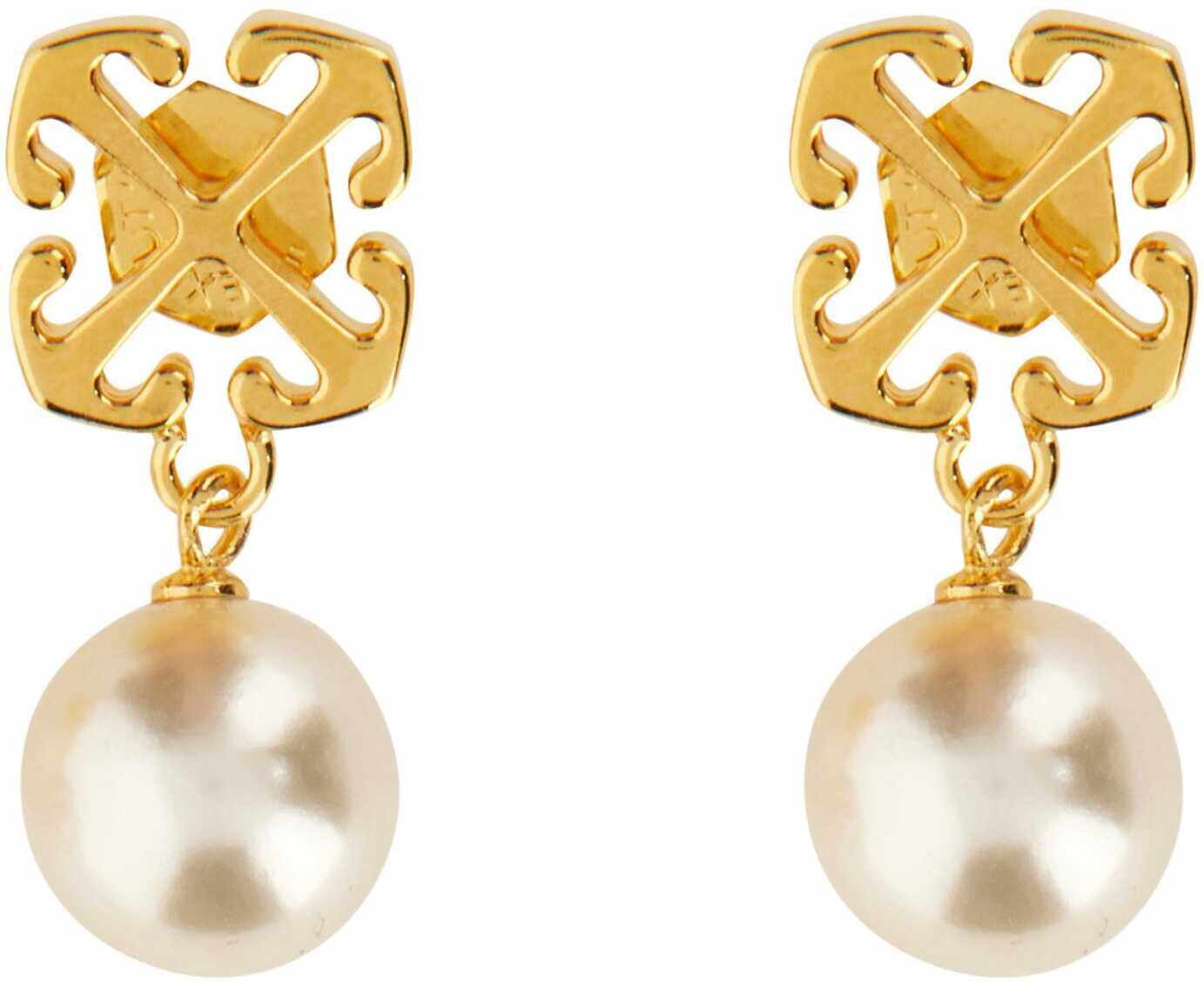 Off-White Arrow Earrings With Pearl GOLD