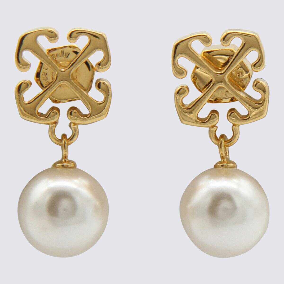 Off-White OFF-WHITE GOLD BRASS AND PEARLS ARROWS EARRINGS GOLDEN