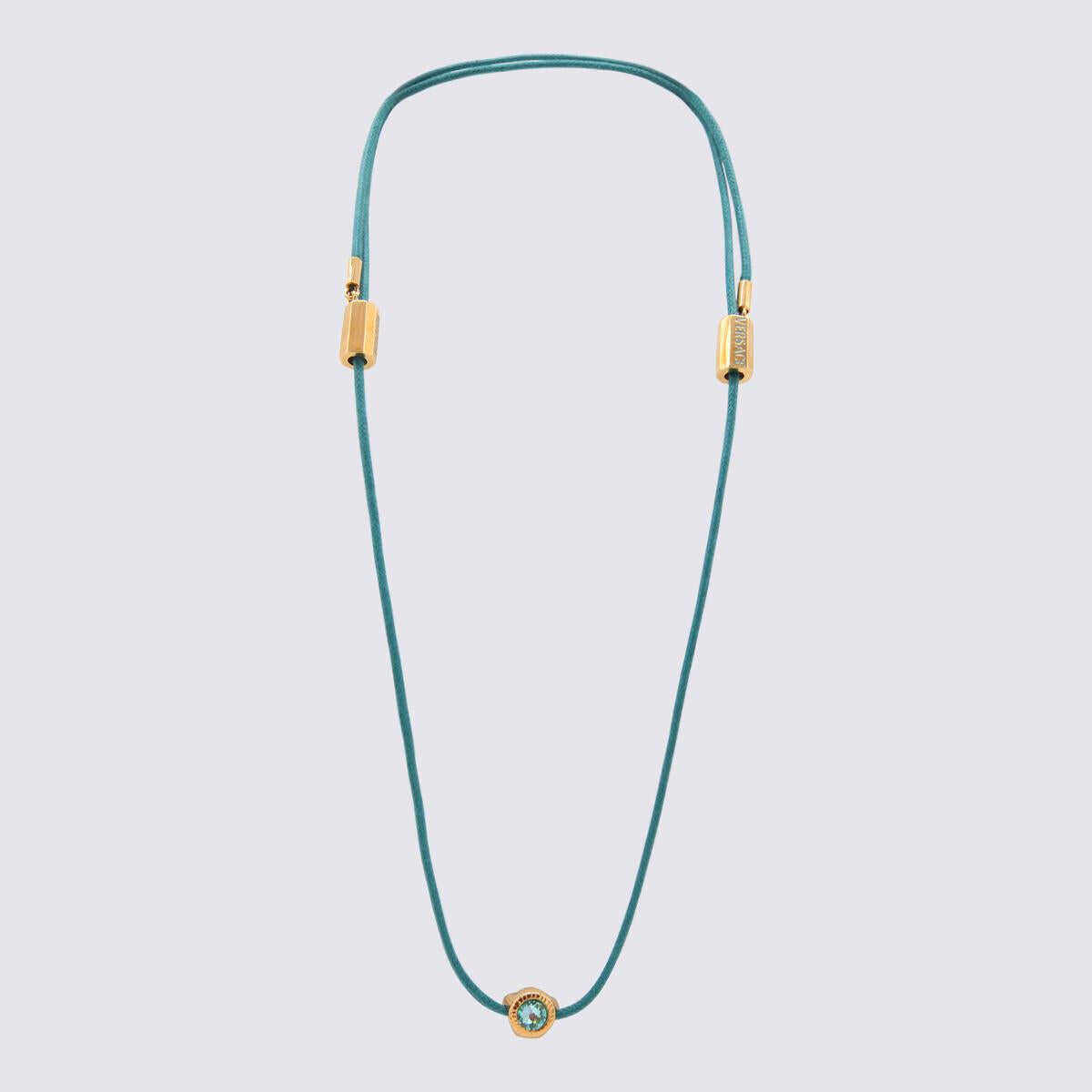 Versace VERSACE TURQUOISE AND GOLD METAL MEDUSA CRYSTALS NECKLACE ORO VERSACE-TEAL
