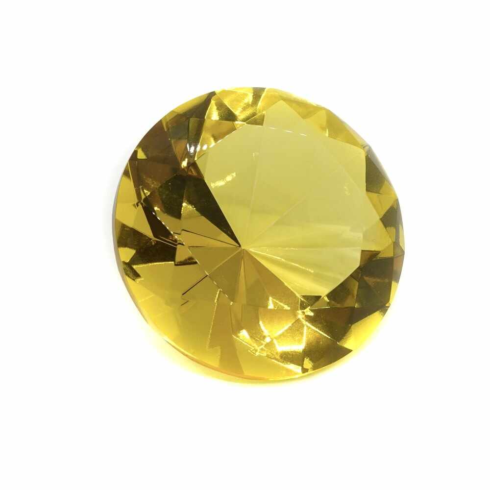 Cristal decorativ din sticla k9 diamant mare - 6cm galben
