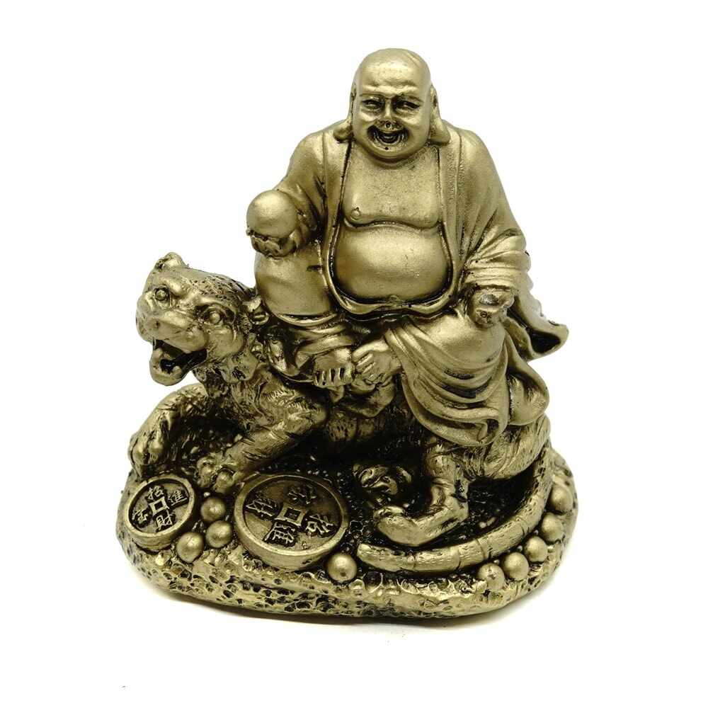 Statueta feng shui tigru cu buddha vesel - 8cm