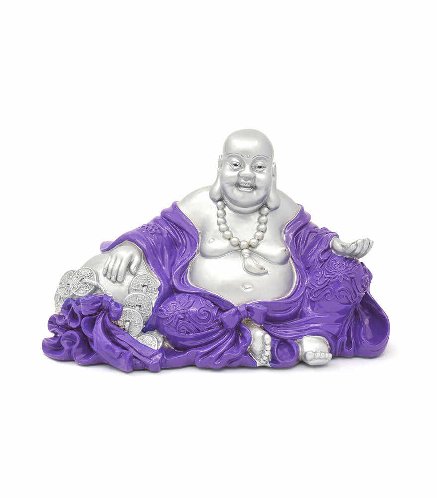 Statueta cu buddha fericit in violet regal ngan chee 2023