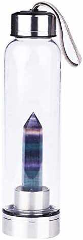 Sticla pentru apa cu cristal natural fluorit 24cm
