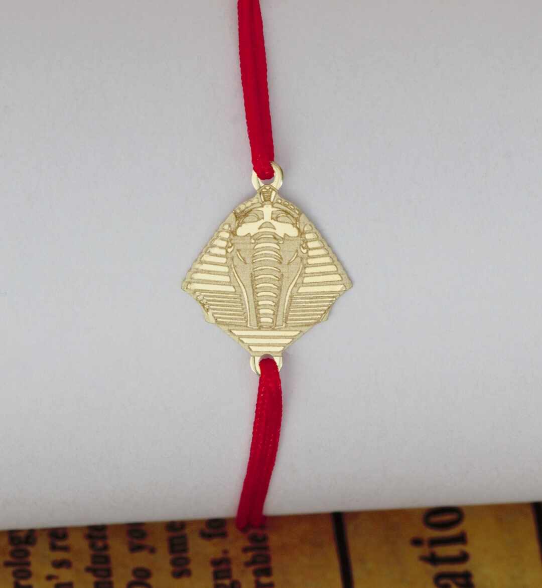 Bratara din aur 14k si simbol egipt faraon – cu snur reglabil