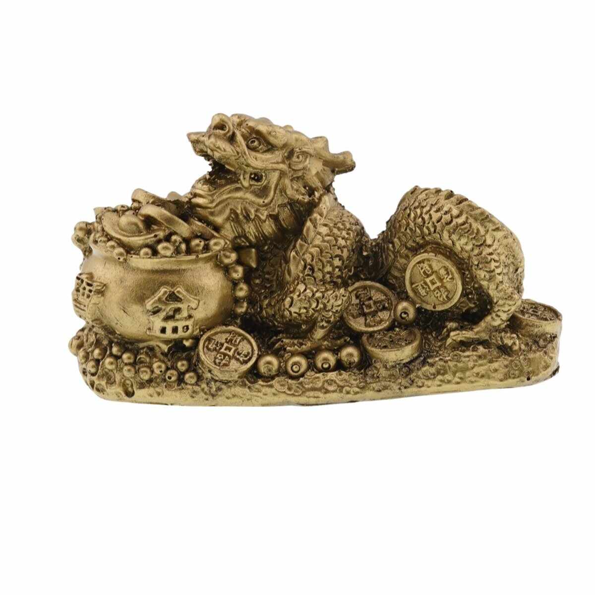 Statueta feng shui dragon cu bolul prosperitatii din rasina 9cm