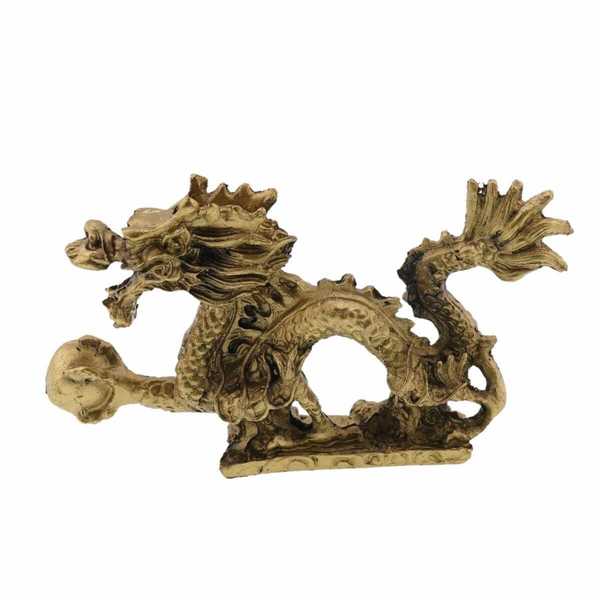 Statueta feng shui dragon cu perla din rasina 12cm
