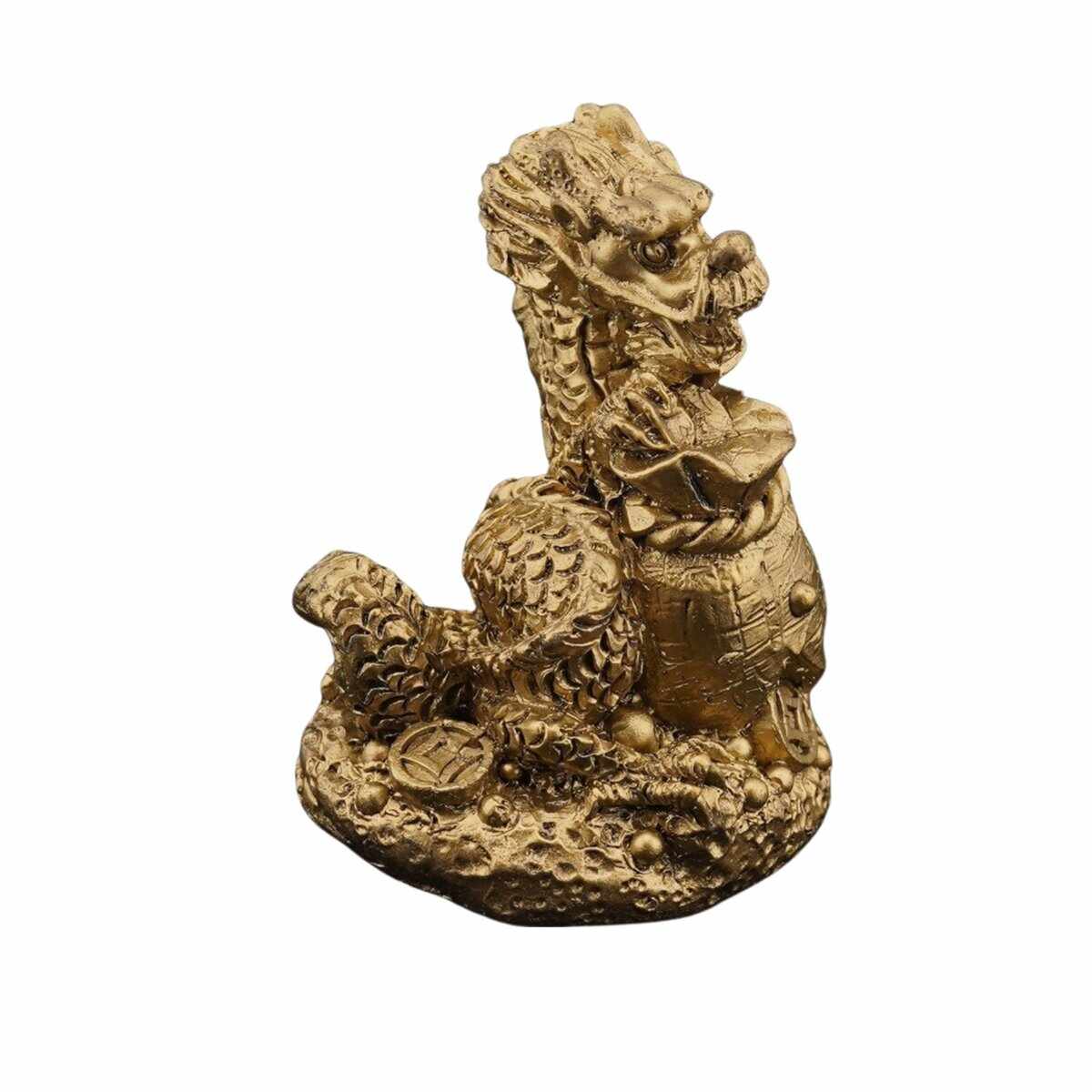 Statueta feng shui dragon sacul prosperitatii din rasina - 5cm